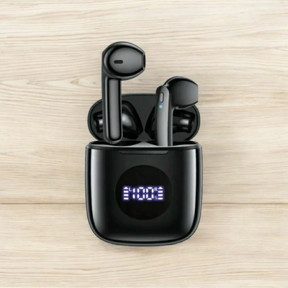 Wireless Bluetooth Earbuds with Charging Case - Black